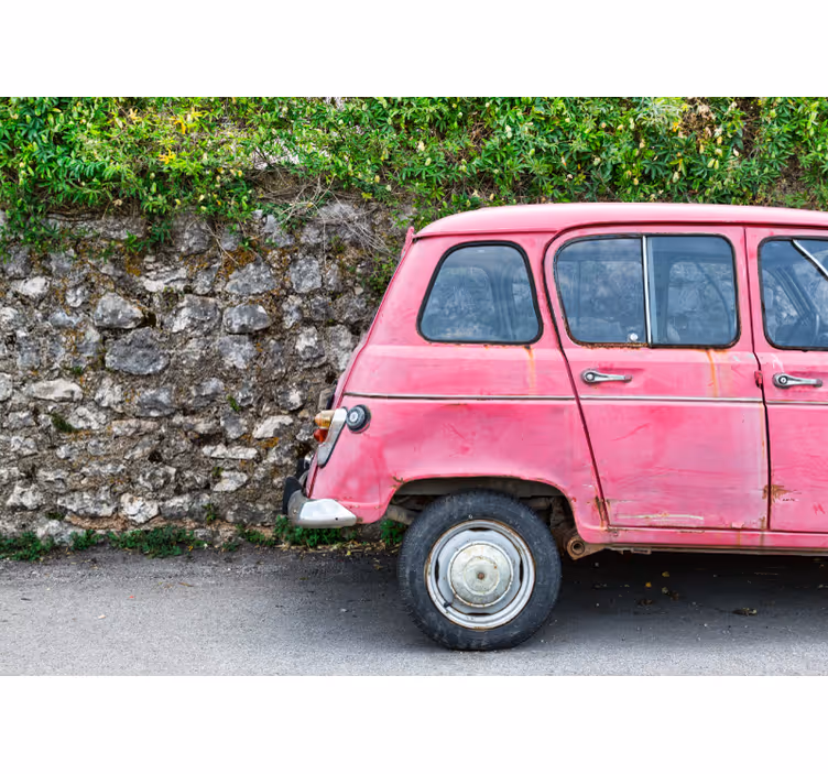Mural de vehículos coche vintage rosa - TenVinilo
