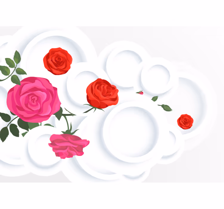 Fotomural 3D Círculos blancos y rosas efecto 3d - TenVinilo