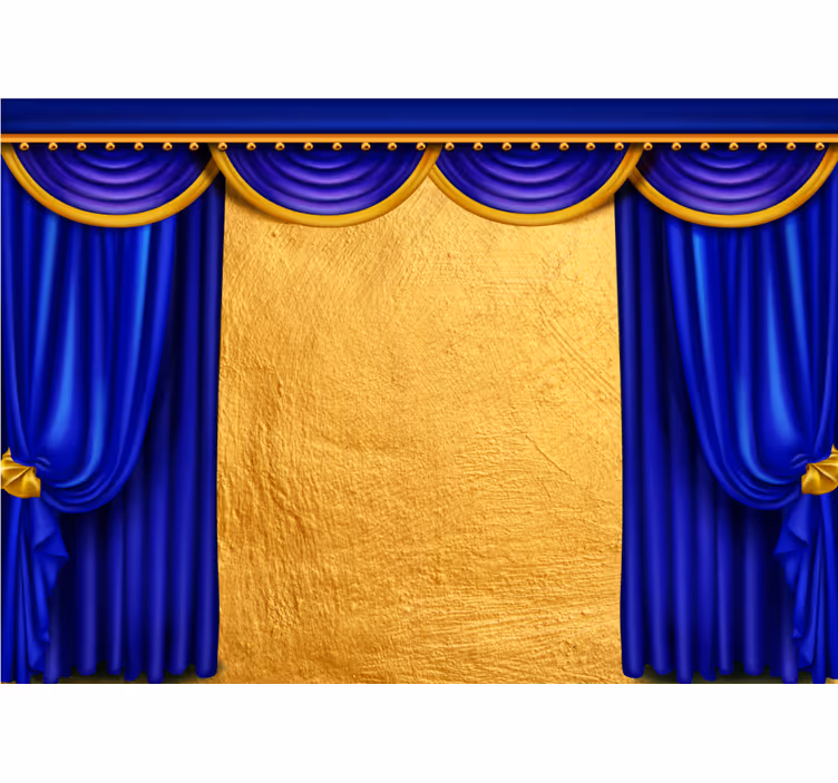 Fotomural 3D Cortinas de cama con fondo dorado - TenVinilo
