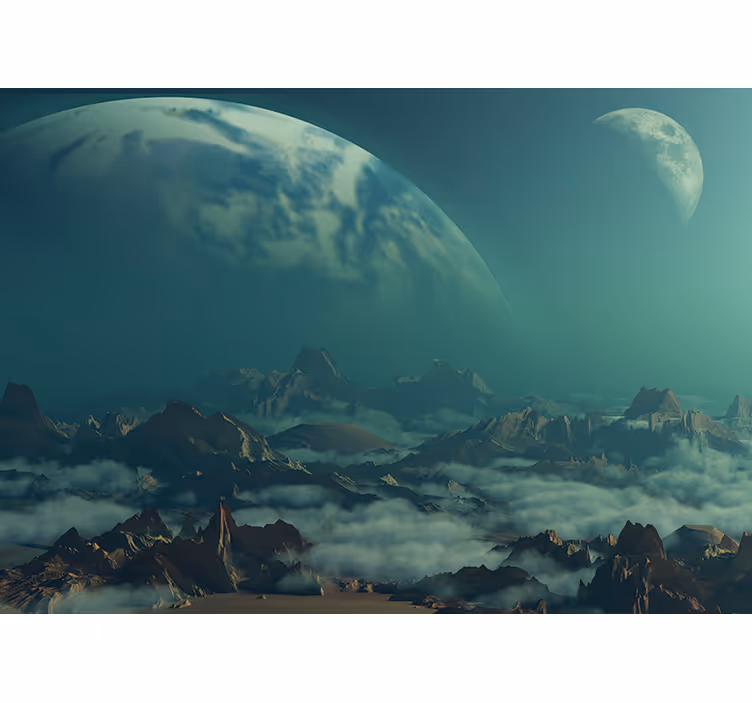 Mural del espacio picos de montañas celestiales - TenVinilo