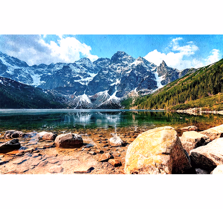 Fotomural de montañas Polaco tatra lago y nieve - TenVinilo