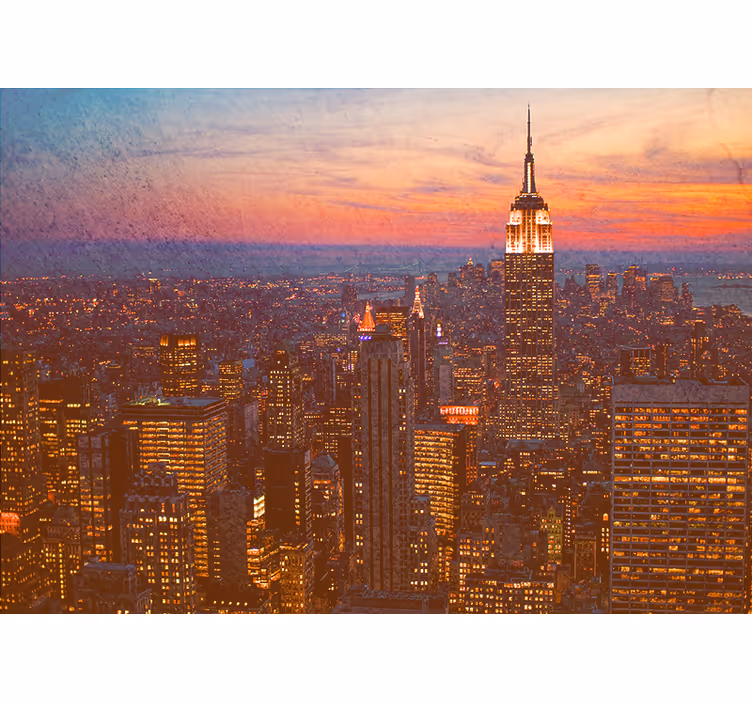 Mural ciudad atardecer en el empire state - TenVinilo