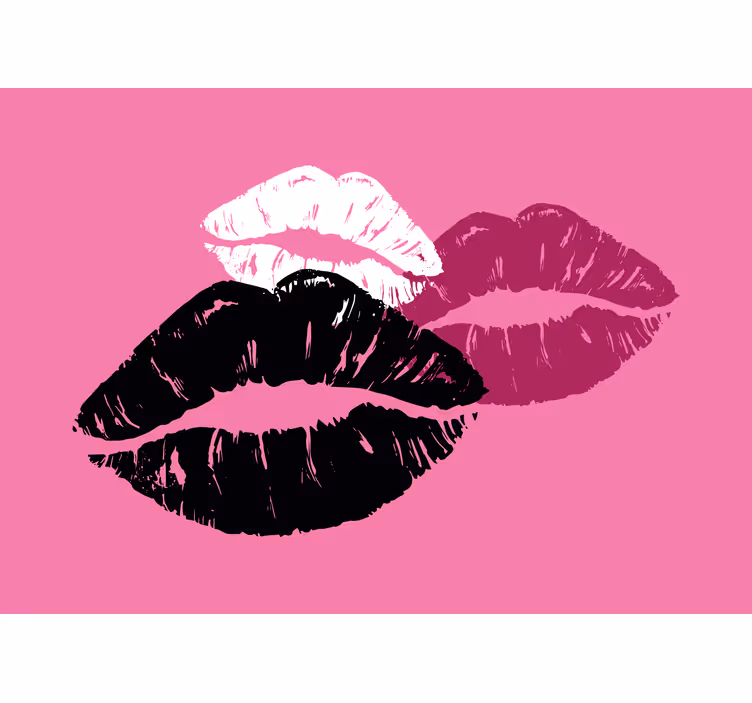 Fotomural de amor Fondo rosa con labios de colores - TenVinilo