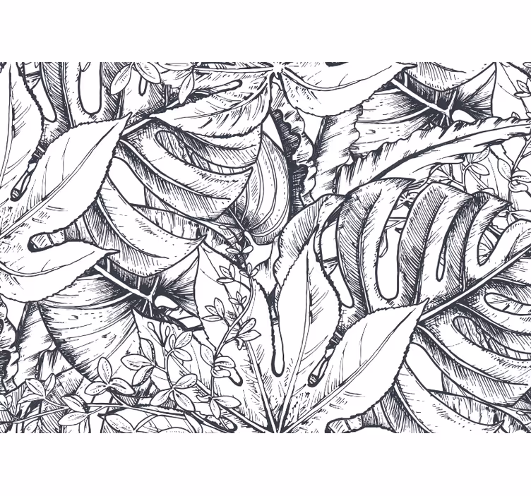 Mural de naturaleza ilustración botánica frondosa - TenVinilo