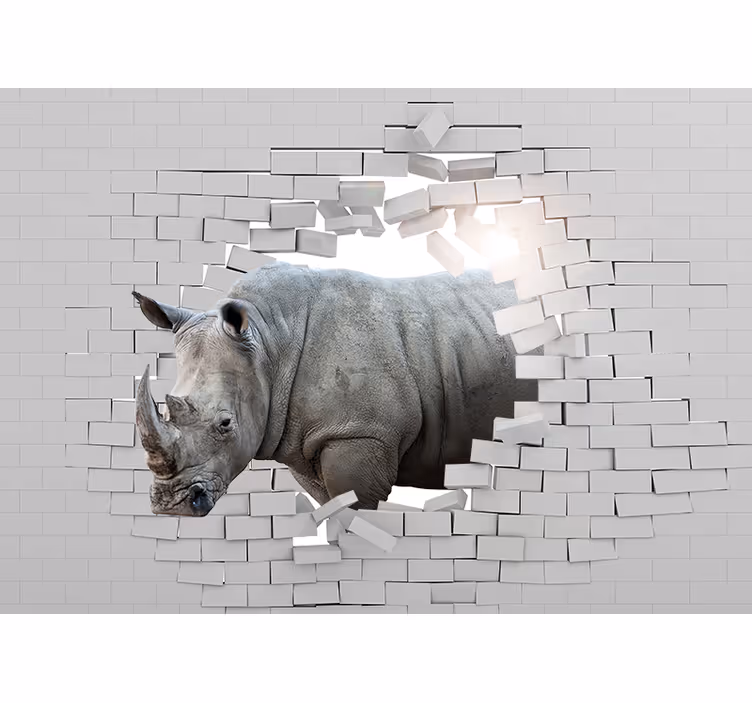 Fotomural animale Rinoceronte 3d - TenVinilo