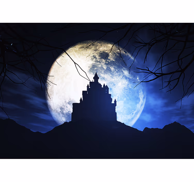 Murales para habitaciones Castillo con luna llena - TenVinilo