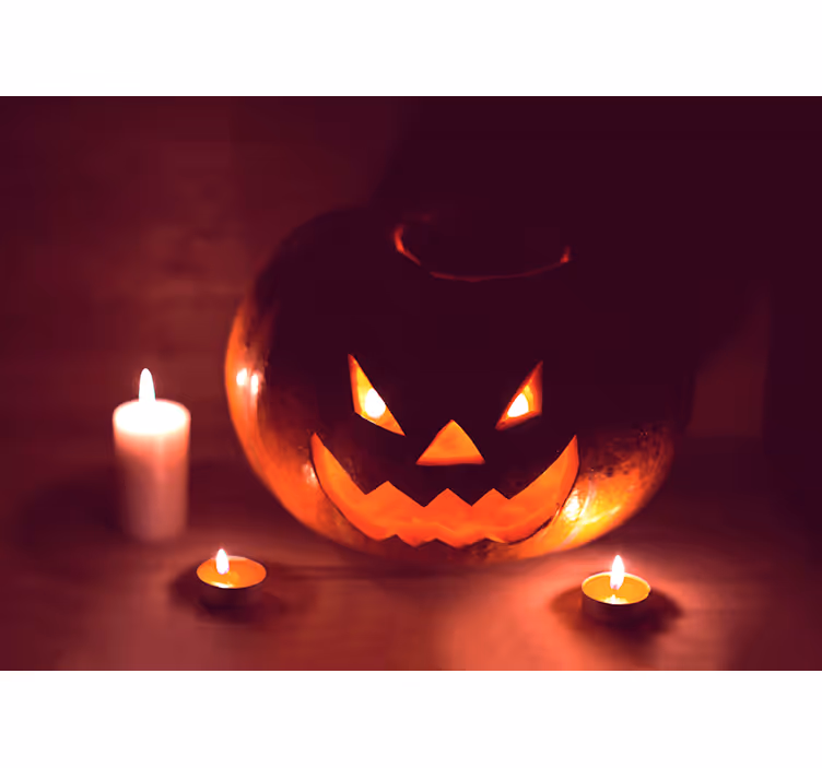 Mural Halloween resplandor de calabaza aterrador - TenVinilo