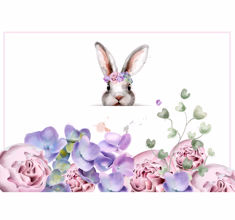 Fotomural animale Conejito con corona de flores - TenVinilo