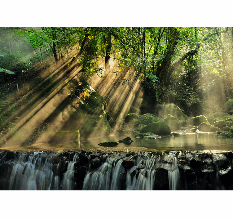 Mural de naturaleza entorno sereno de cascada - TenVinilo