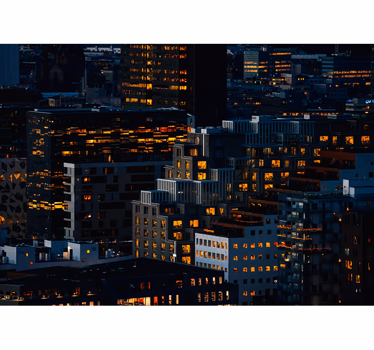 Fotomural ciudad Edificios modernos de oslo en la noche - TenVinilo
