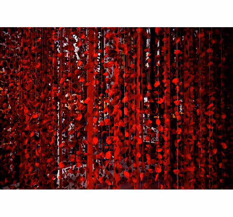 Mural de flores cascada floral roja - TenVinilo
