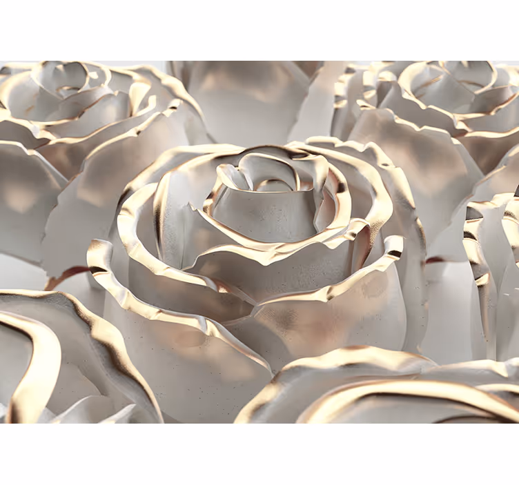 Fotomural 3D Patrón floral blanco - TenVinilo