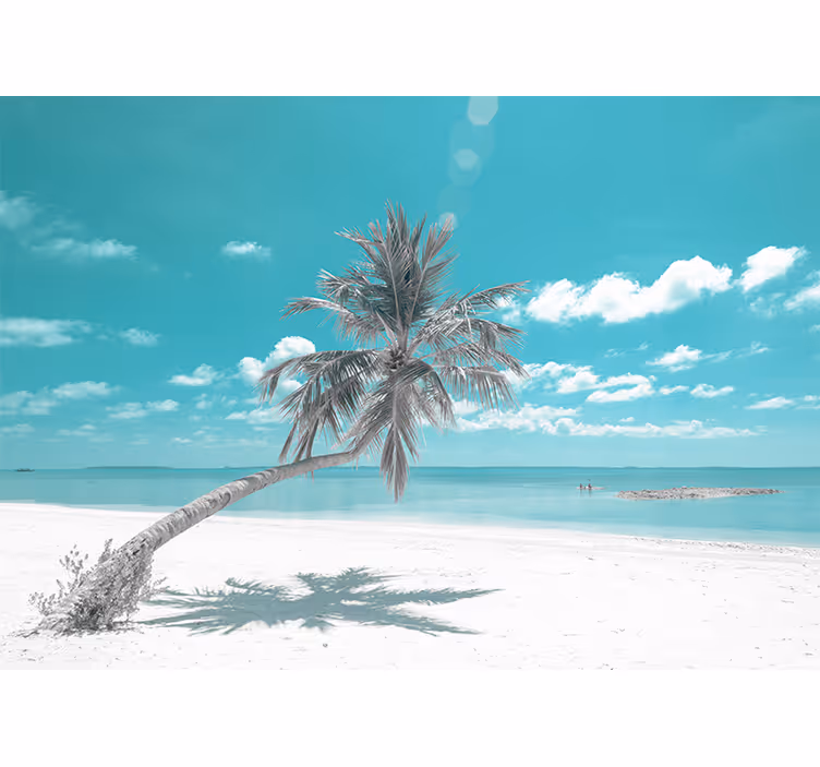 Fotomural mar Playa con palmera inclinada - TenVinilo