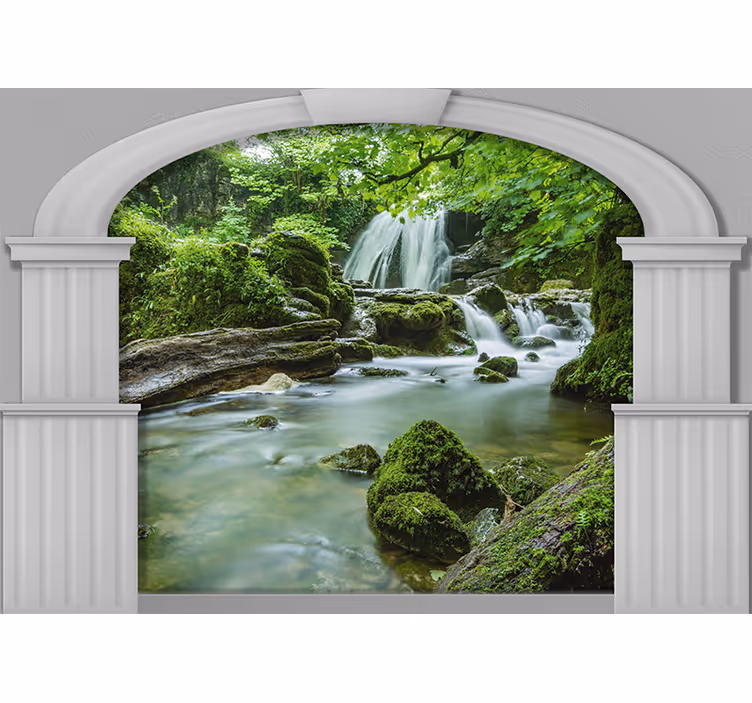 Mural de naturaleza escena de cascada suave - TenVinilo