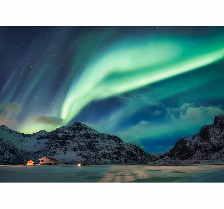 Fotomural naturaleza Aurora boreal en invierno - TenVinilo