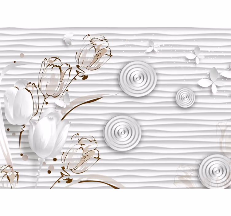 Mural de flores tulipanes blancos elegantes - TenVinilo