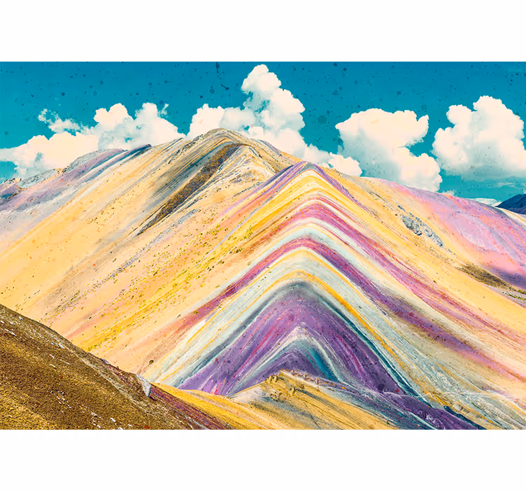 Fotomural naturaleza Montaña colorida con cielo azul - TenVinilo