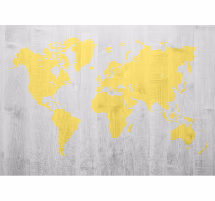 Mural mapamundi mapa del mundo amarillo - TenVinilo