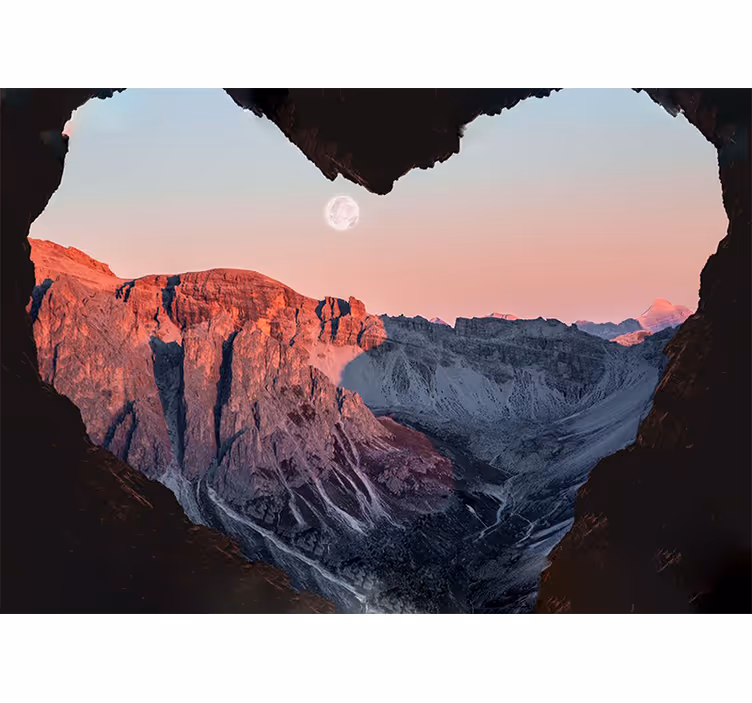 Fotomural habitación matrimonio La montaña en un corazón - TenVinilo