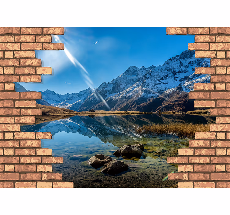 Mural de paisajes montaña y reflejo - TenVinilo