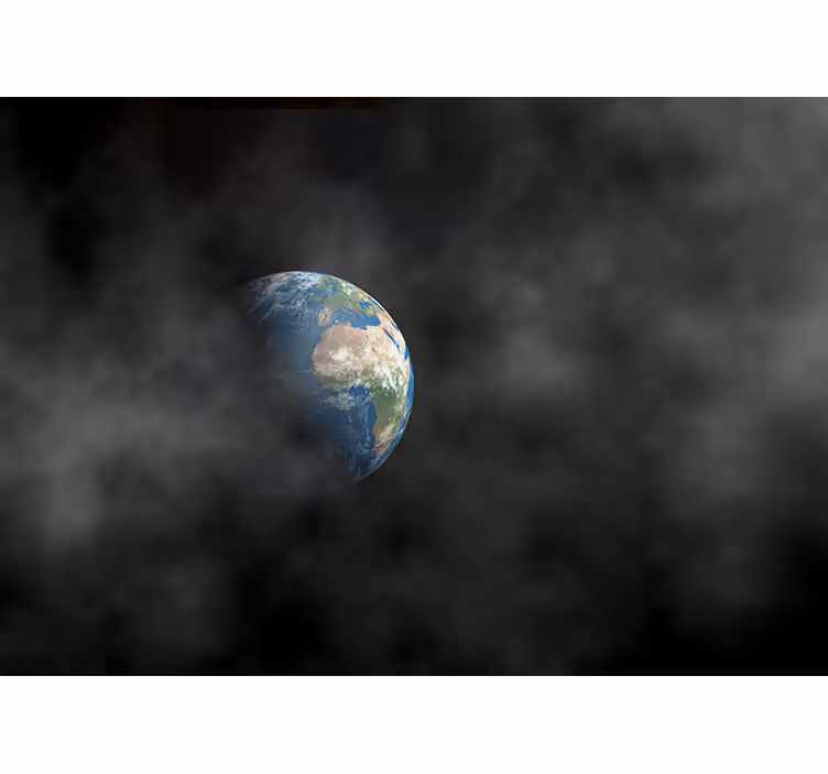 Mural del espacio tierra rodeada de nubes - TenVinilo