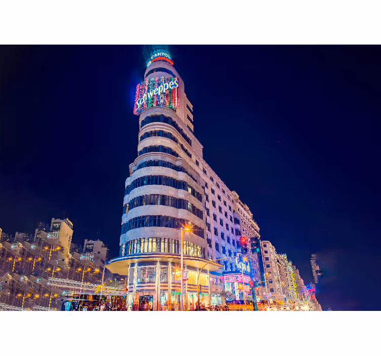 Mural de madrid skyline nocturno - TenVinilo