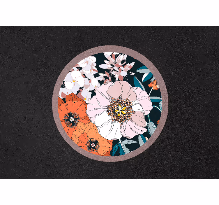 Mural de flores diseño de círculo floral - TenVinilo