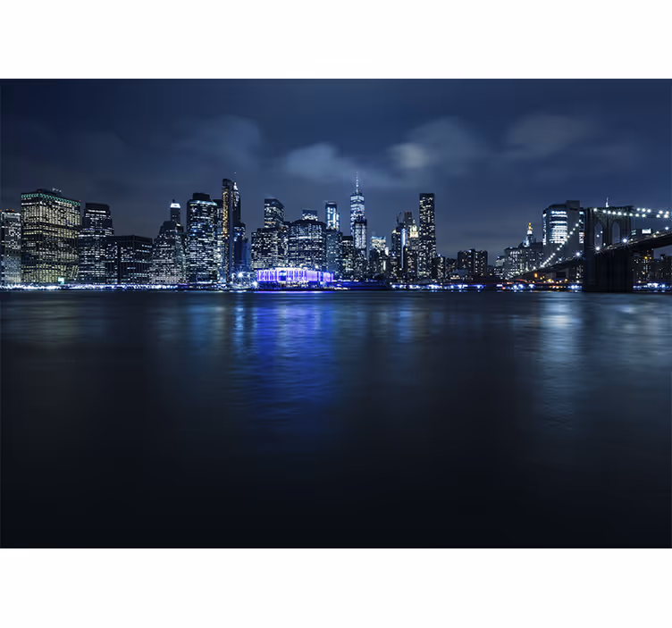 Fotomural Nueva York Manhattan azul en la noche - TenVinilo