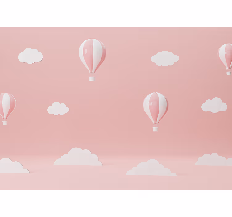 Mural infantil Globos flotan color rosa - TenVinilo