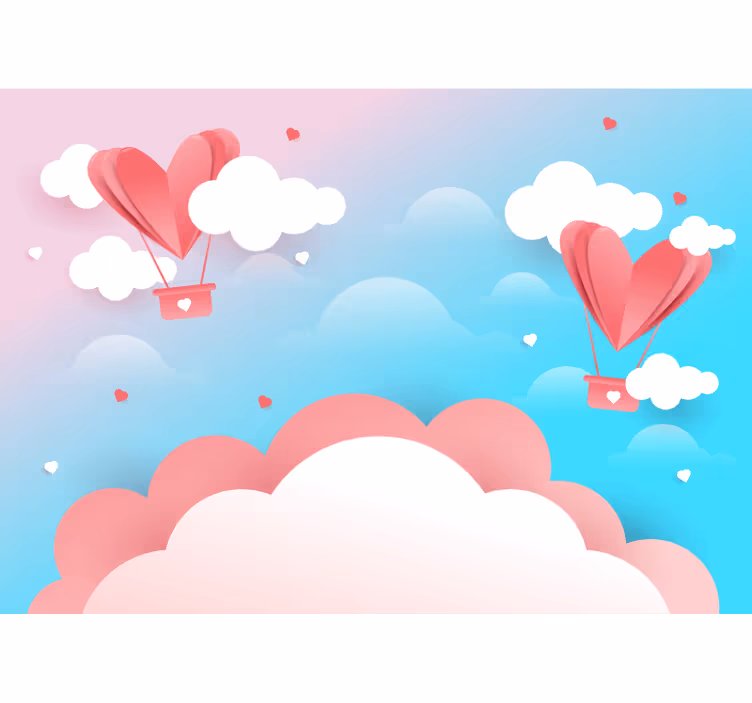 Mural de amor globos de corazones flotantes - TenVinilo
