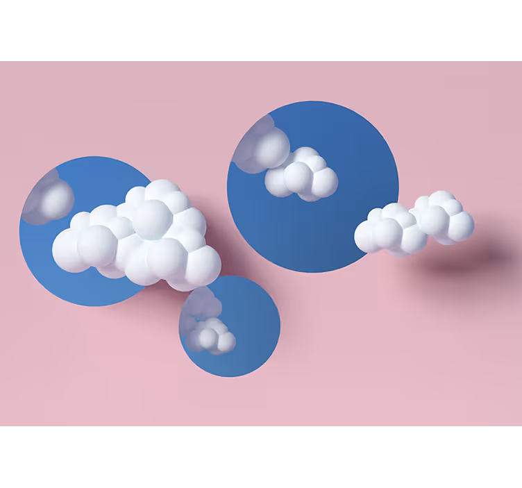 Mural abstracto nubes esponjosas en juego - TenVinilo
