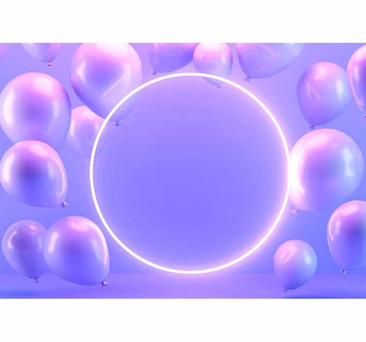 Mural infantil Arreglo de globos con círculo brillante - TenVinilo