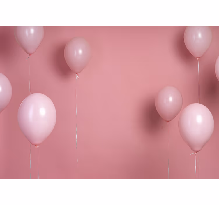 Mural infantil Globos rosados y fondo - TenVinilo