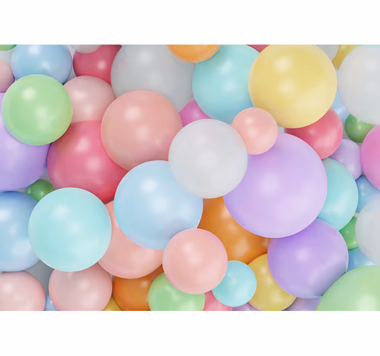 Mural infantil Globos pastel de colores 3d - TenVinilo