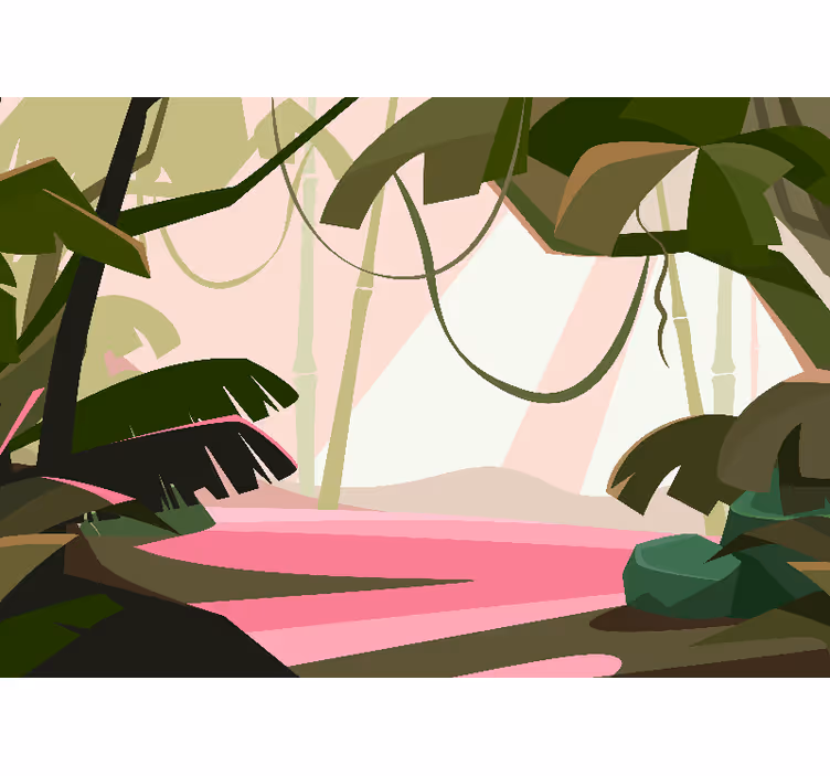 Mural para salón Paisaje tropical con selva - TenVinilo