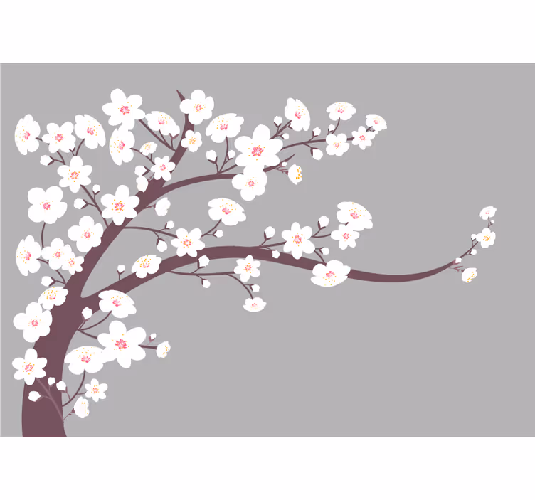 Fotomural 3D Flores blancas con fondo gris - TenVinilo