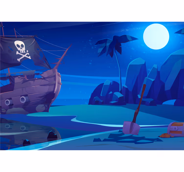 Mural de fantasía aventura en el barco pirata - TenVinilo