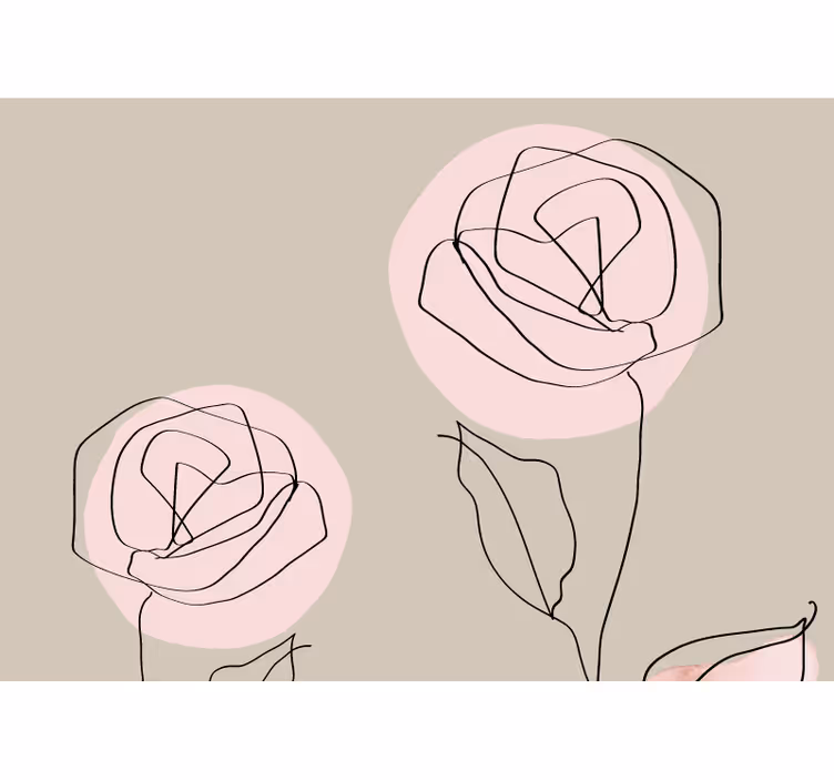 Mural de flores dibujo lineal de rosas - TenVinilo