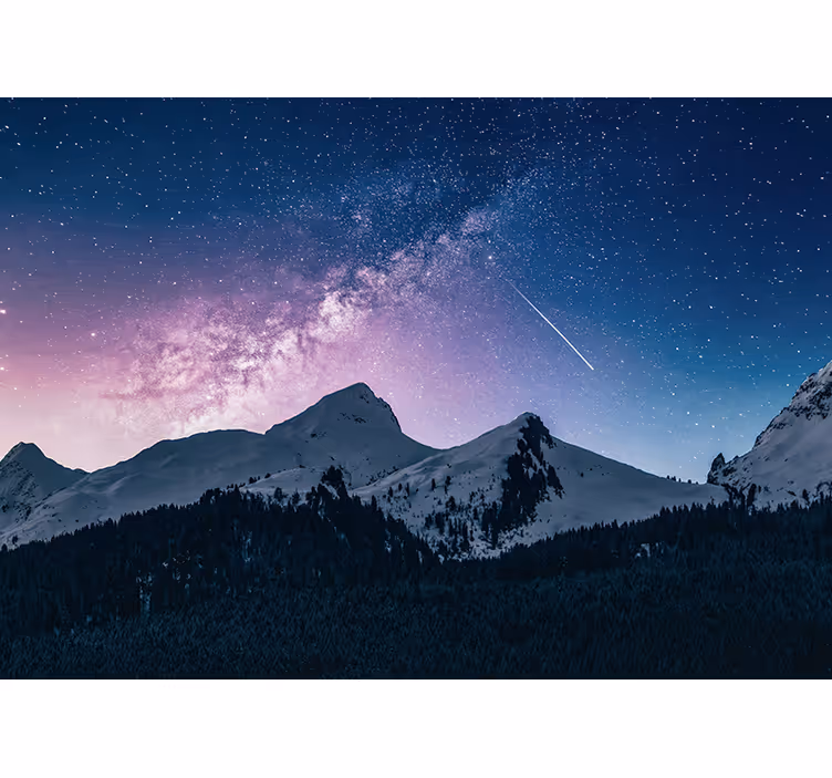 Mural de montañas noche estrellada majestuosa - TenVinilo