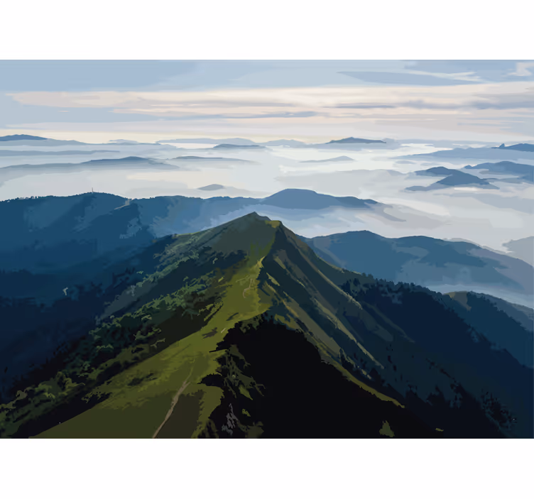 Fotomural naturaleza Montañas de niebla verde - TenVinilo