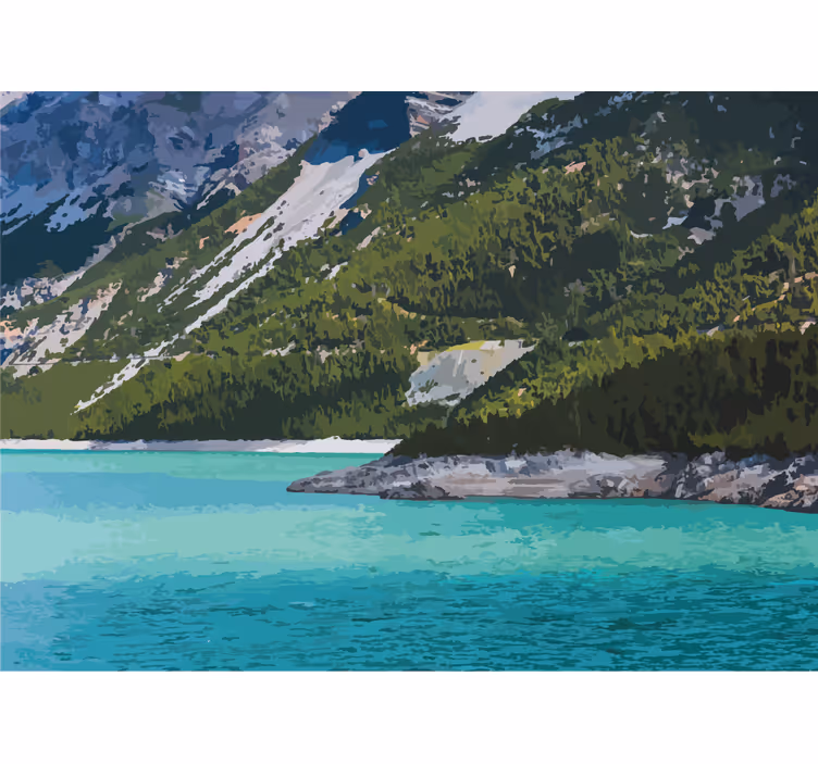 Mural de paisajes lago de montaña en tranquilidad - TenVinilo