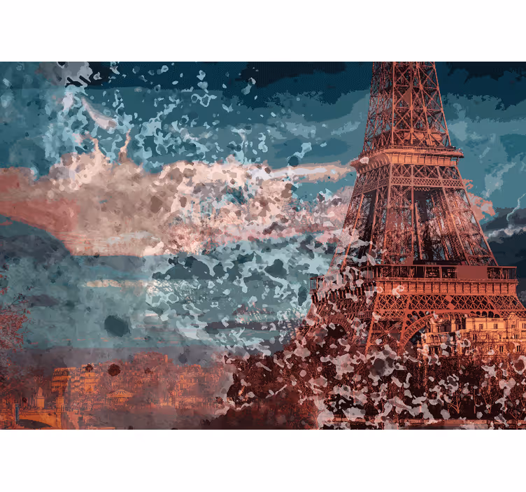 Mural de parís silueta de la torre eiffel - TenVinilo