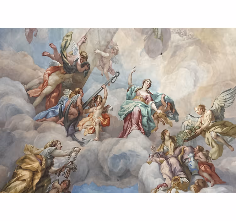 Fotomural arte clásico ángeles en el cielo - TenVinilo