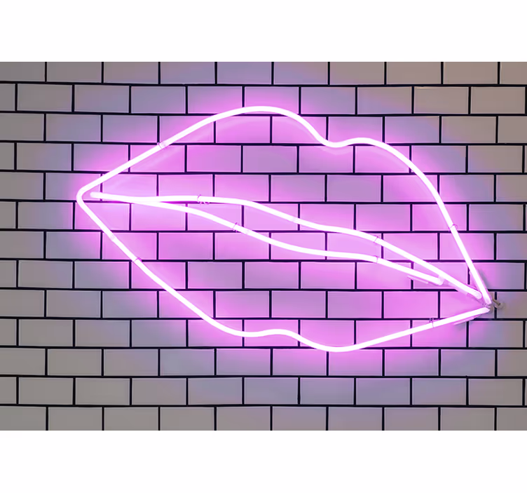 Mural de amor forma de labios en neón - TenVinilo
