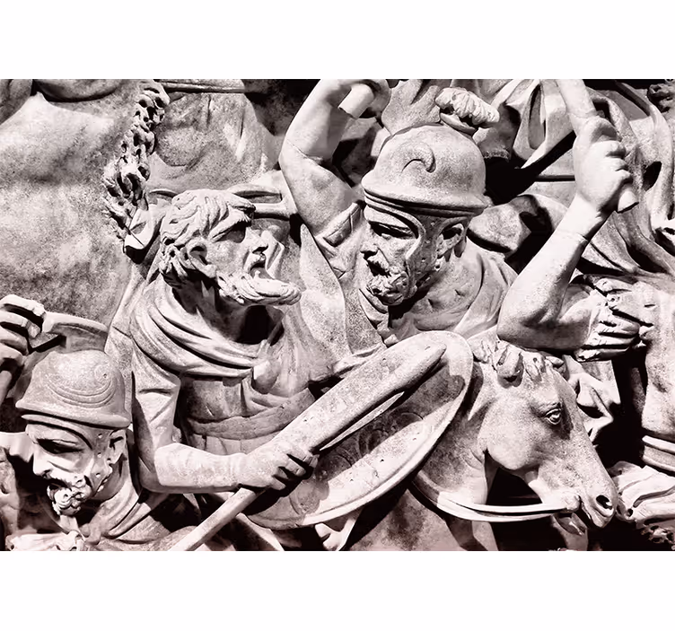 Mural arte clásico escena de batalla antigua - TenVinilo