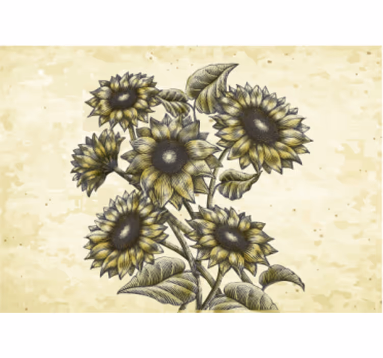 Fotomural flores Girasoles verdes vintage - TenVinilo