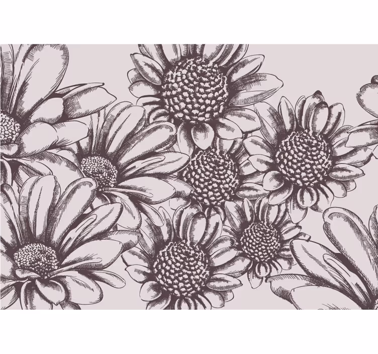 Mural de flores patrón de flores margaritas - TenVinilo