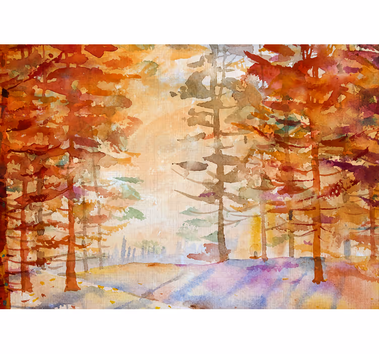 Mural de naturaleza paisaje del bosque en otoño - TenVinilo