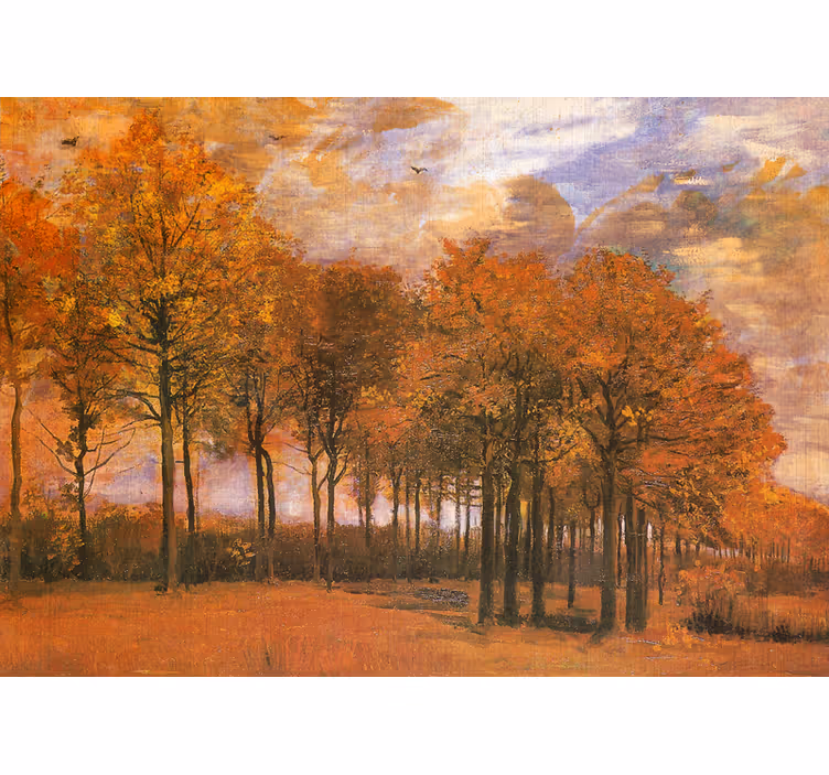 Mural de paisajes escenario del bosque en otoño - TenVinilo