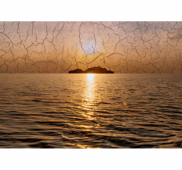 Fotomural naturaleza Amanecer reflejado en el mar con dos rocas - TenVinilo